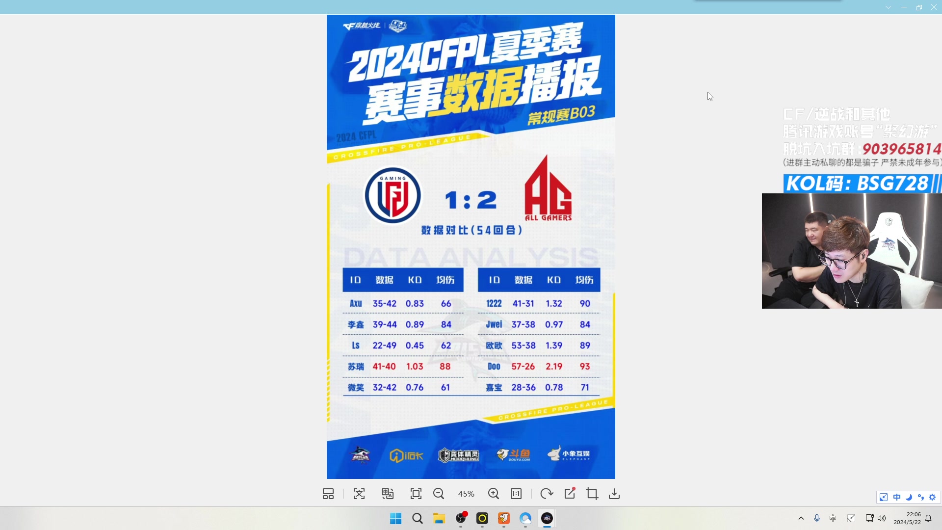 【2024-05-22 21点场】白鲨AyoM：CFPLS-24,白鲨加油！