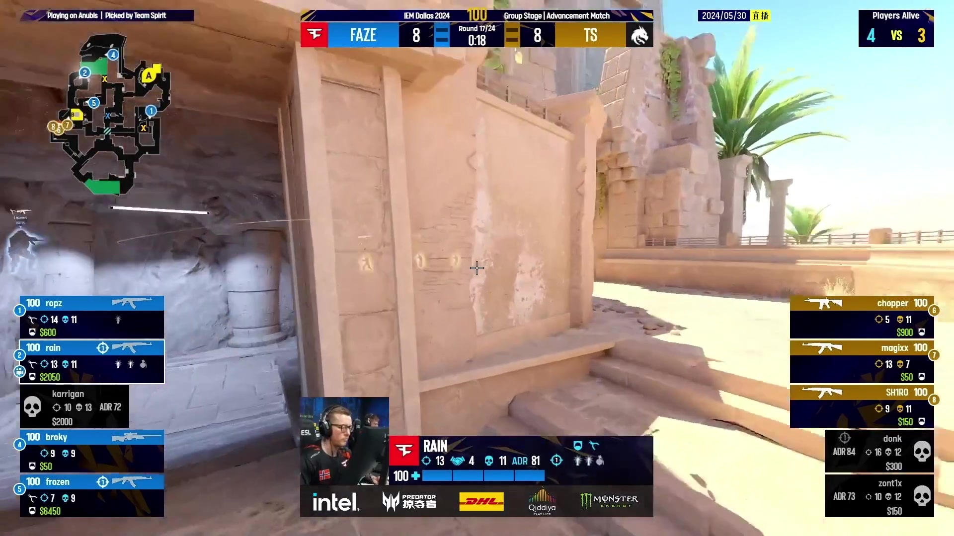 【2024-05-30 03点场】CSGO百岁三：4点 FAZE vs Spirit