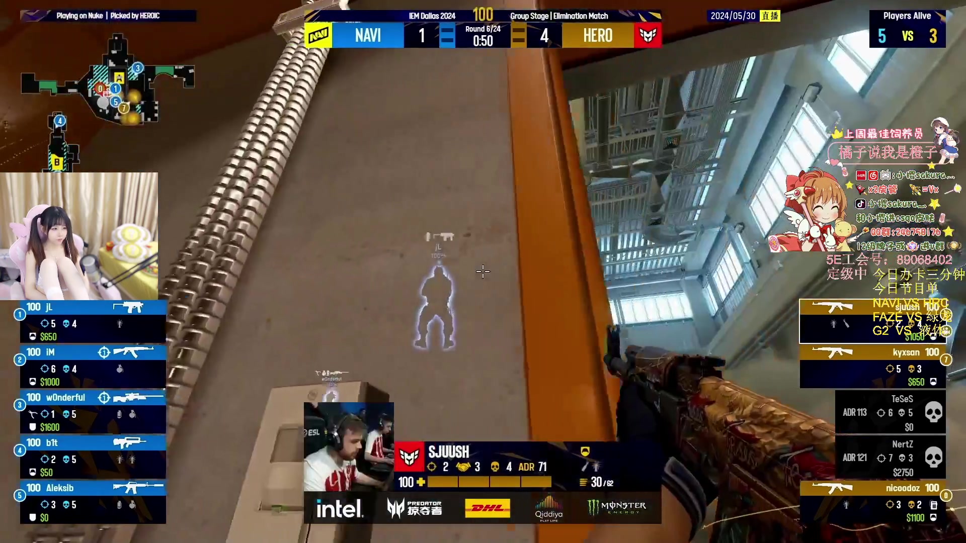 【2024-05-30 00点场】解说小樱sakura灬：【小樱】NAVI VS HRC回家局