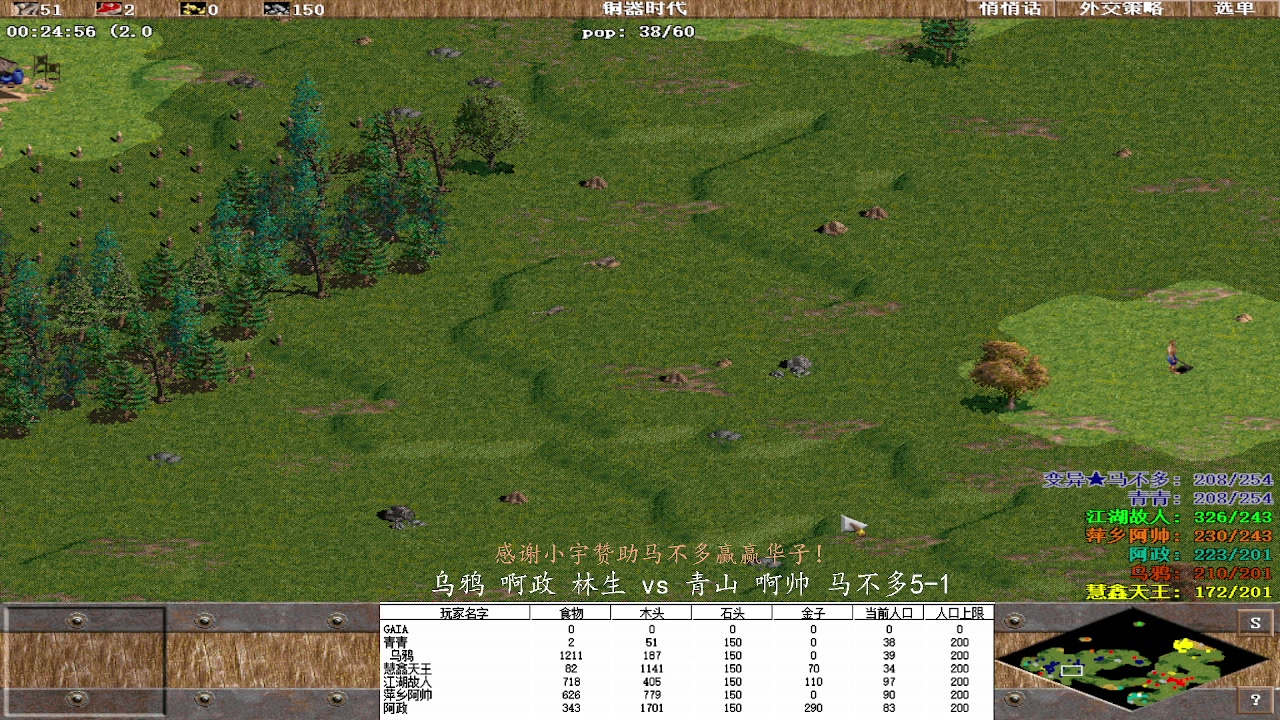 乌鸦 啊政 林生1 vs3 青山 啊帅 马不多5-1