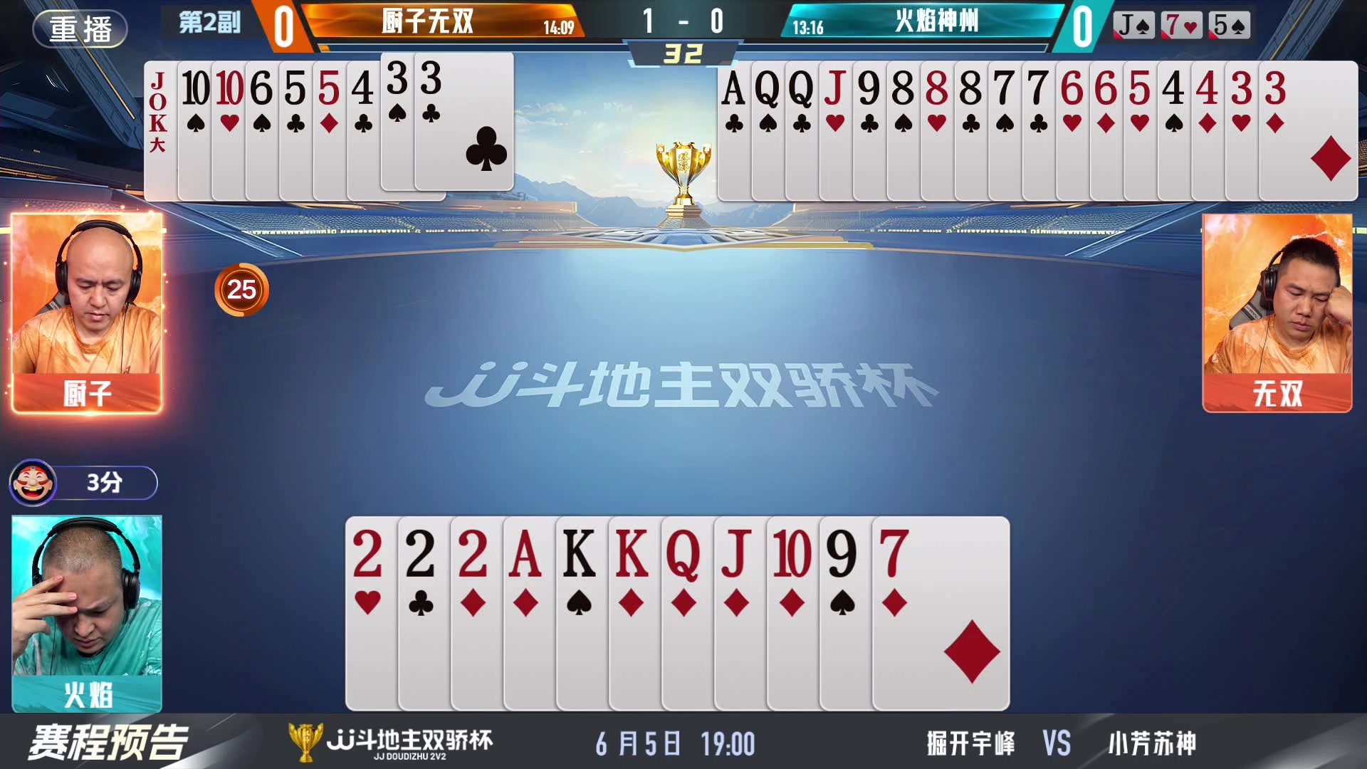 【2024-06-05 05点场】JJ斗地主官方：双骄杯继续，较量激烈！