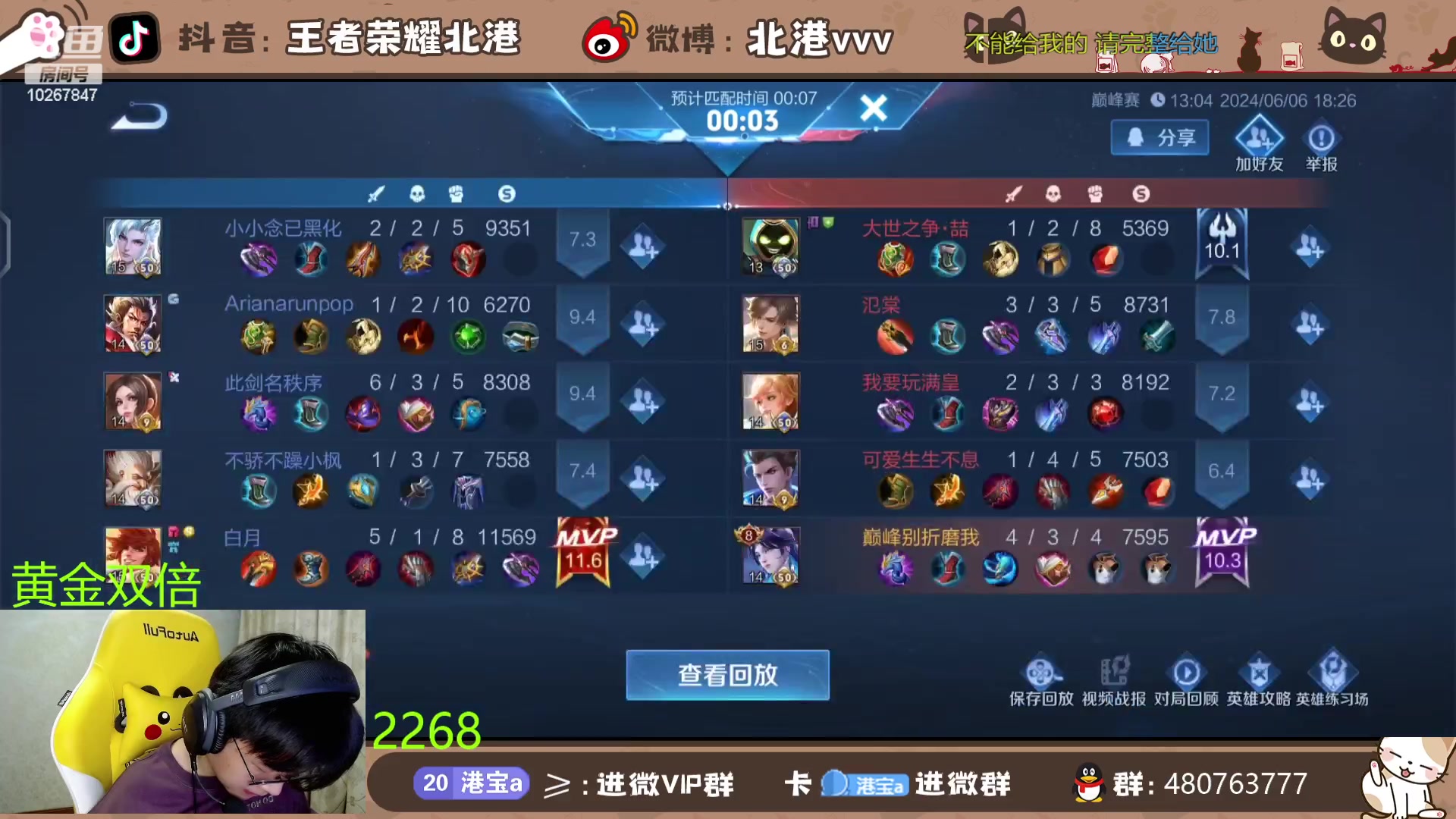 【2024-6-6 18点场】北港ovo:晚上好！！ 10267847