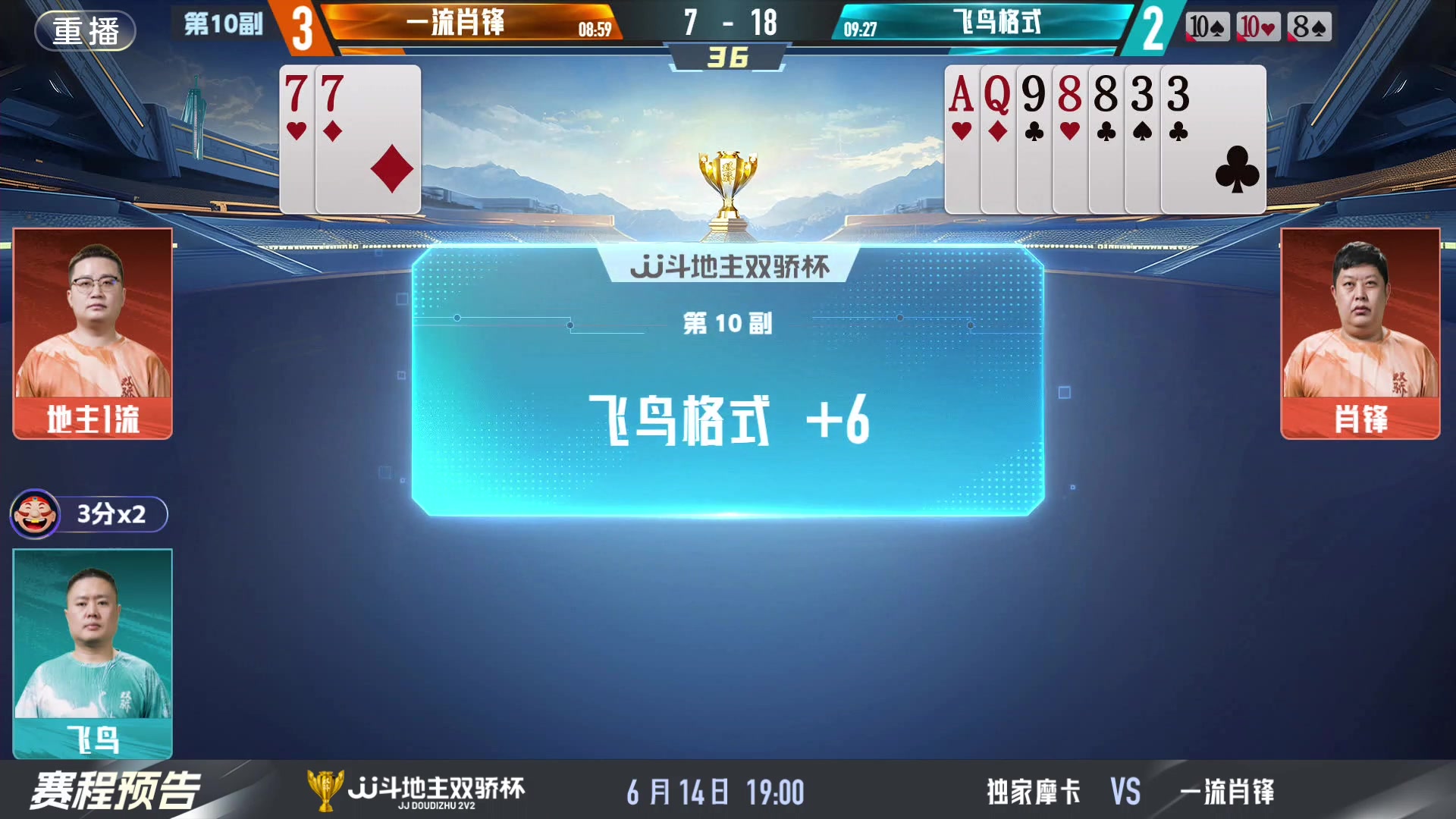 【2024-06-14 09点场】JJ斗地主官方：双骄杯继续，较量激烈！