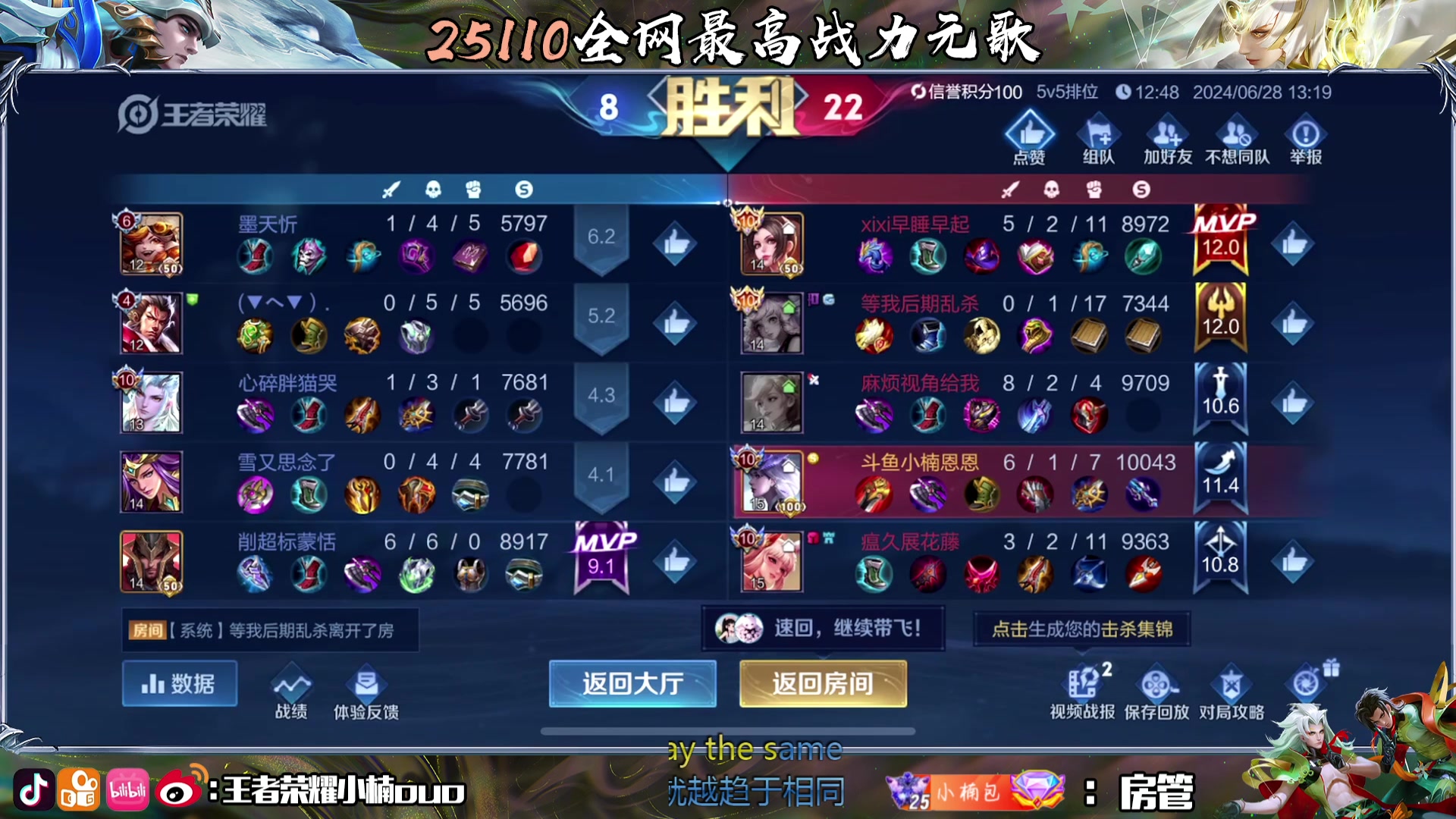 【2024-06-28 12点场】小楠ouo：重生之我要逆袭（钻石双倍）