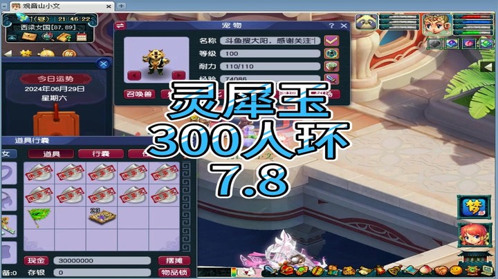 梦幻西游：灵犀玉，300人环7.8