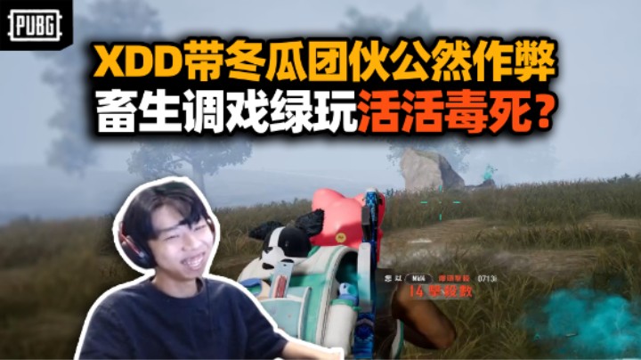 作弊亲家！XDD带队冬瓜强刘頔洛宝 神经枪不断14杀吃鸡！决赛圈一群人调戏绿玩 害人毒死真不行吧！