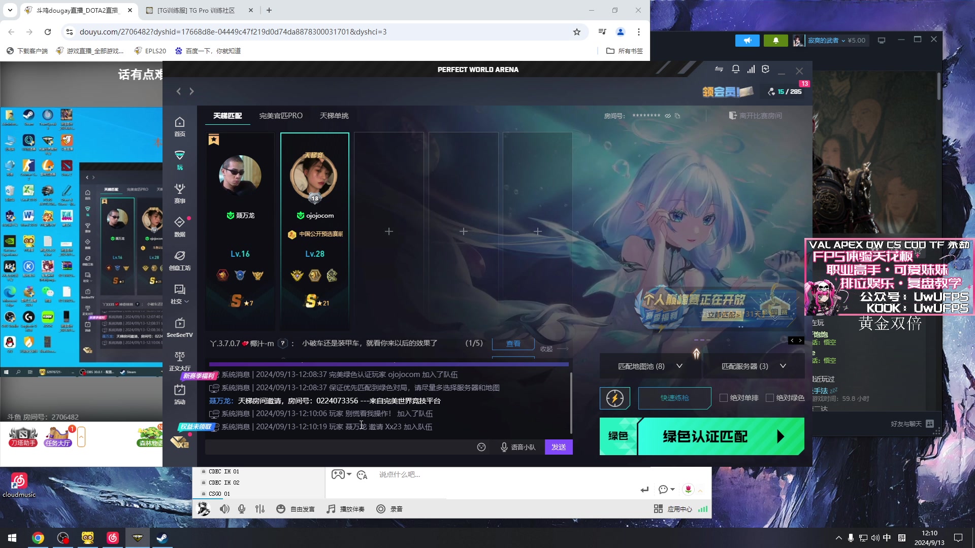 【2024-09-13 11点场】马斯克哦芙：【HAARY】今天CS搞起来！分差冒汗局