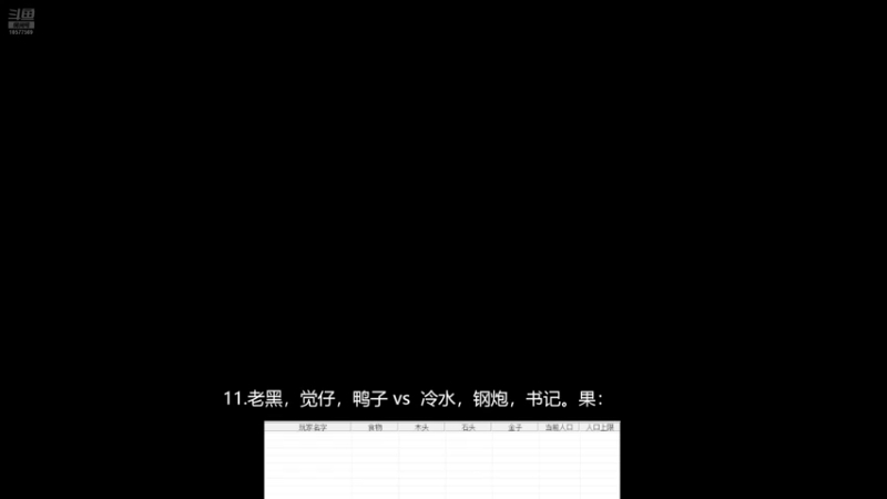 11.老黑8-1，觉仔，鸭子 3vs1 冷水，钢炮，书记。果:12111，上