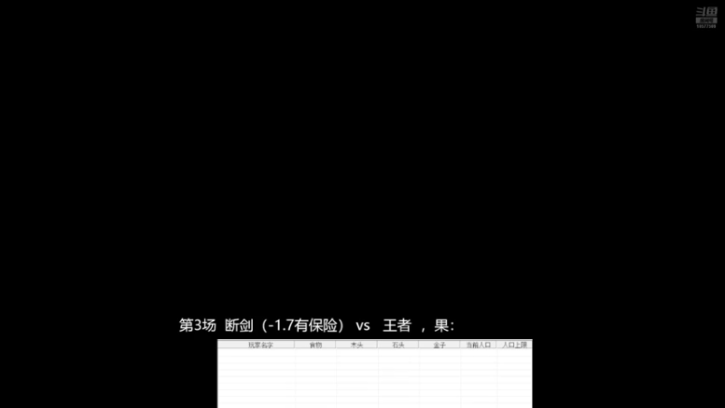 第3场 断剑(-1.7有保险)3vs2 王者，果:11111