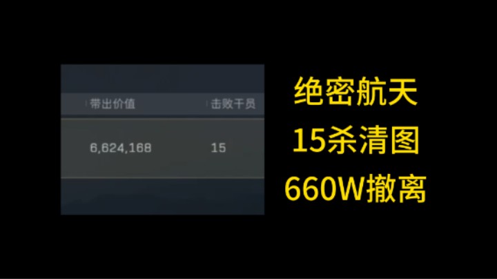 【绝密航天】15杀清图 660万撤离 从牢位杀到核心区