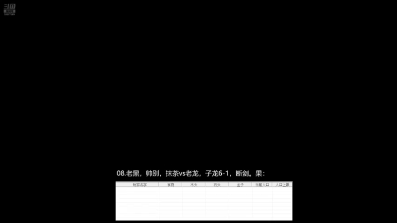 08.老黑，帅别，抹茶3vs1老龙，子龙6-1，断剑。果:1122