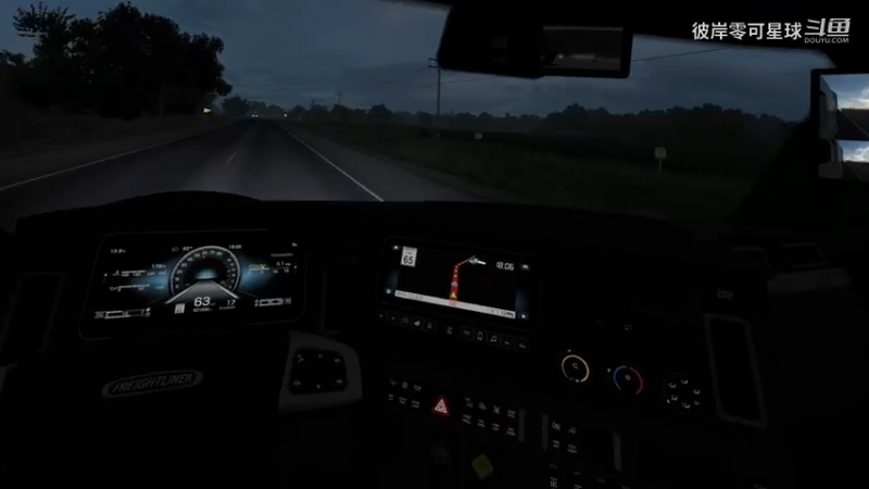 美国卡车模拟 297 VR 真实经济模组 为赶时间黑夜里冲刺急行