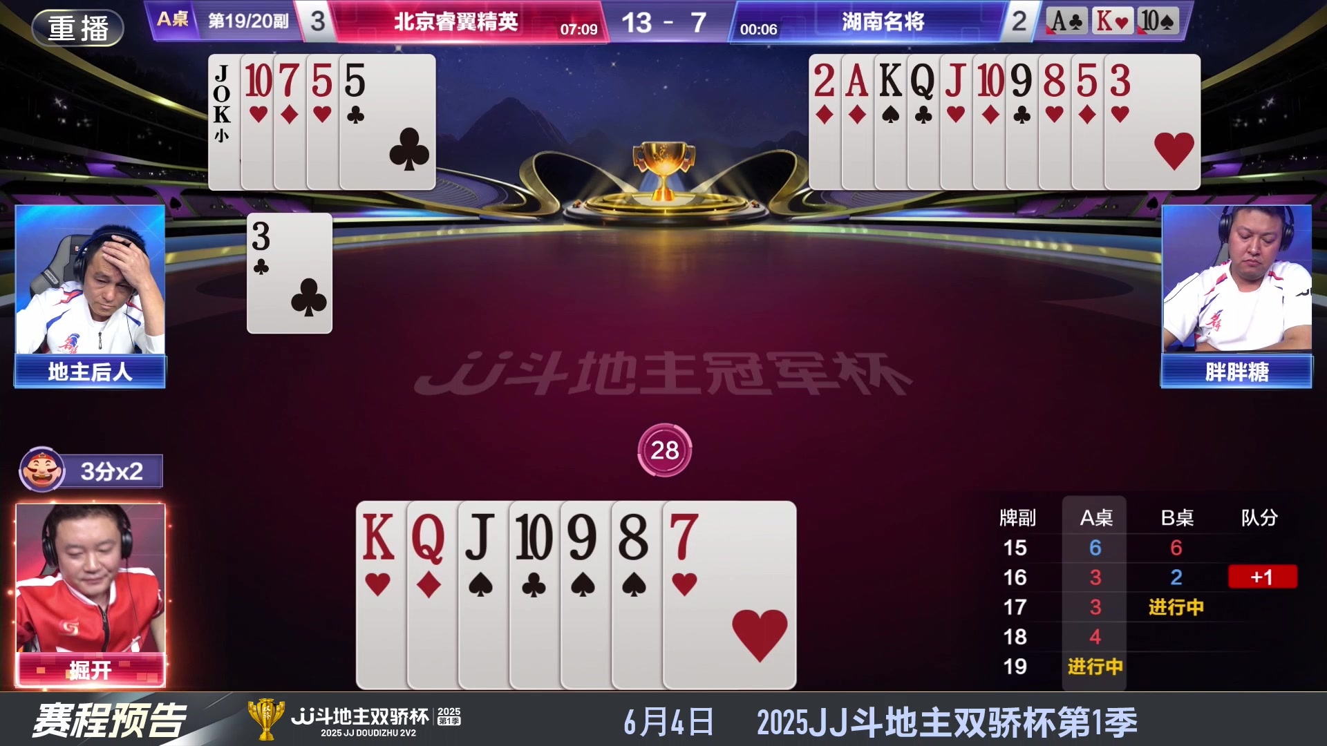 【2025-05-25 06点场】JJ斗地主官方：S7春季赛精彩对局
