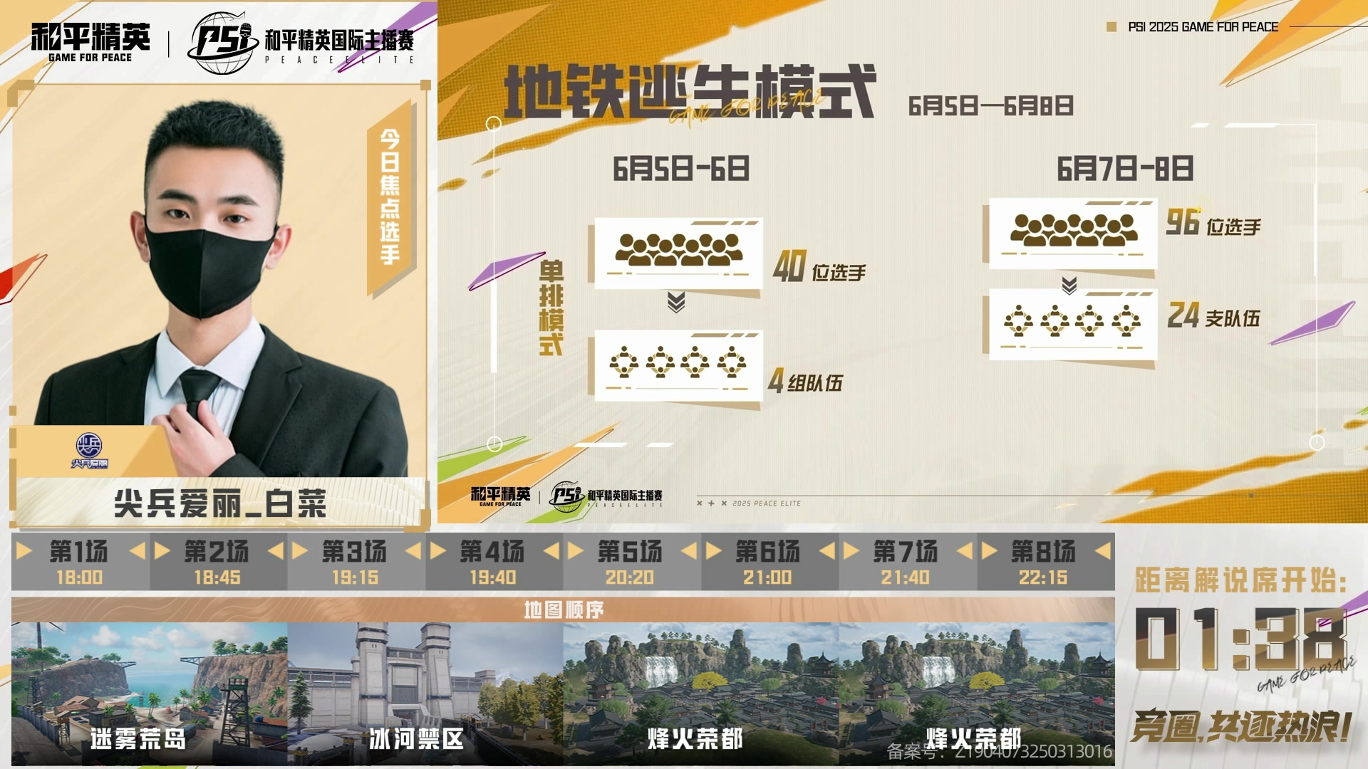 【2025-06-08 19点场】和平精英官方赛事：2025和平精英PSI地铁四排D组晋级赛