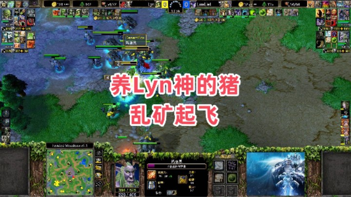 养Lyn神的猪 乱矿起飞 魔兽争霸3大帝解说 LawLiet vs Lyn TM