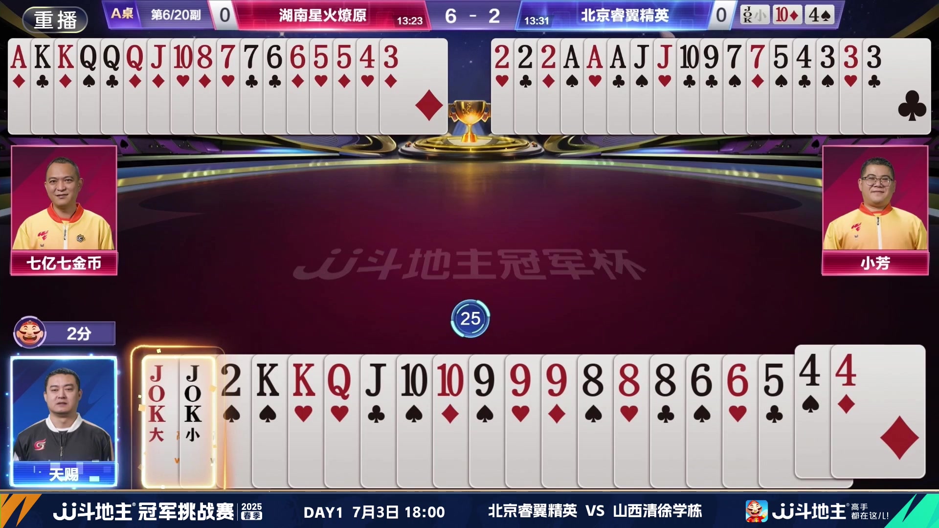 【2025-06-25 04点场】JJ斗地主官方：双骄杯继续，较量激烈！