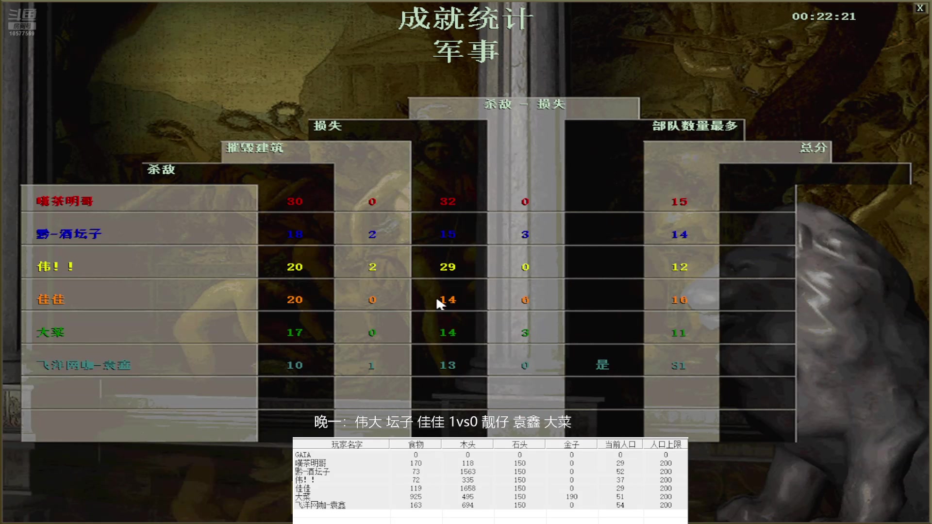 晚一:伟大 坛子 佳佳 3vs2 靓仔 袁鑫 大菜