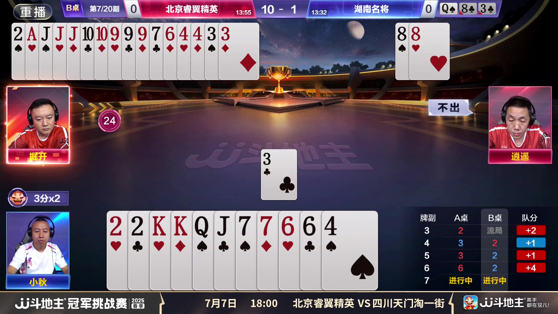 【2025-07-07 12点场】JJ斗地主官方：春季冠军挑战赛，神仙打架！