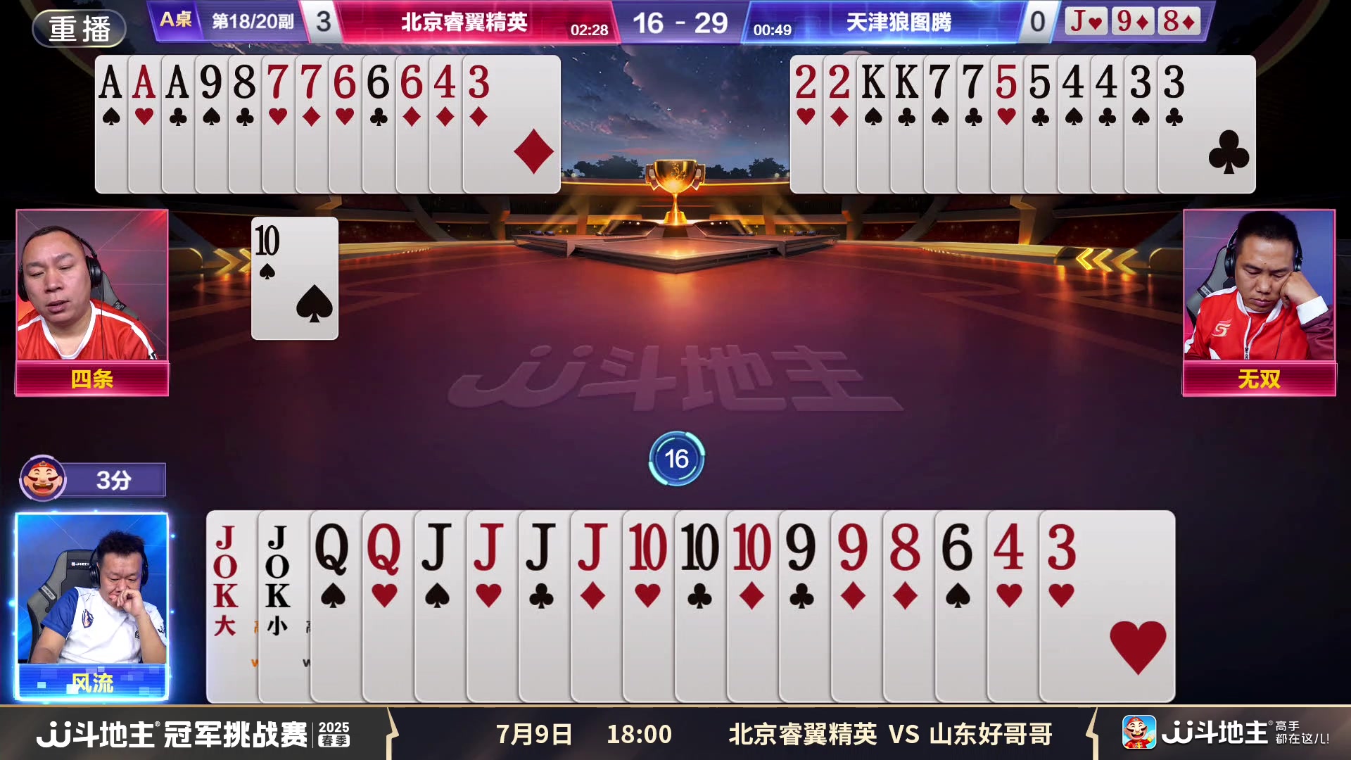 【2025-07-09 02点场】JJ斗地主官方：春季冠军挑战赛，神仙打架！