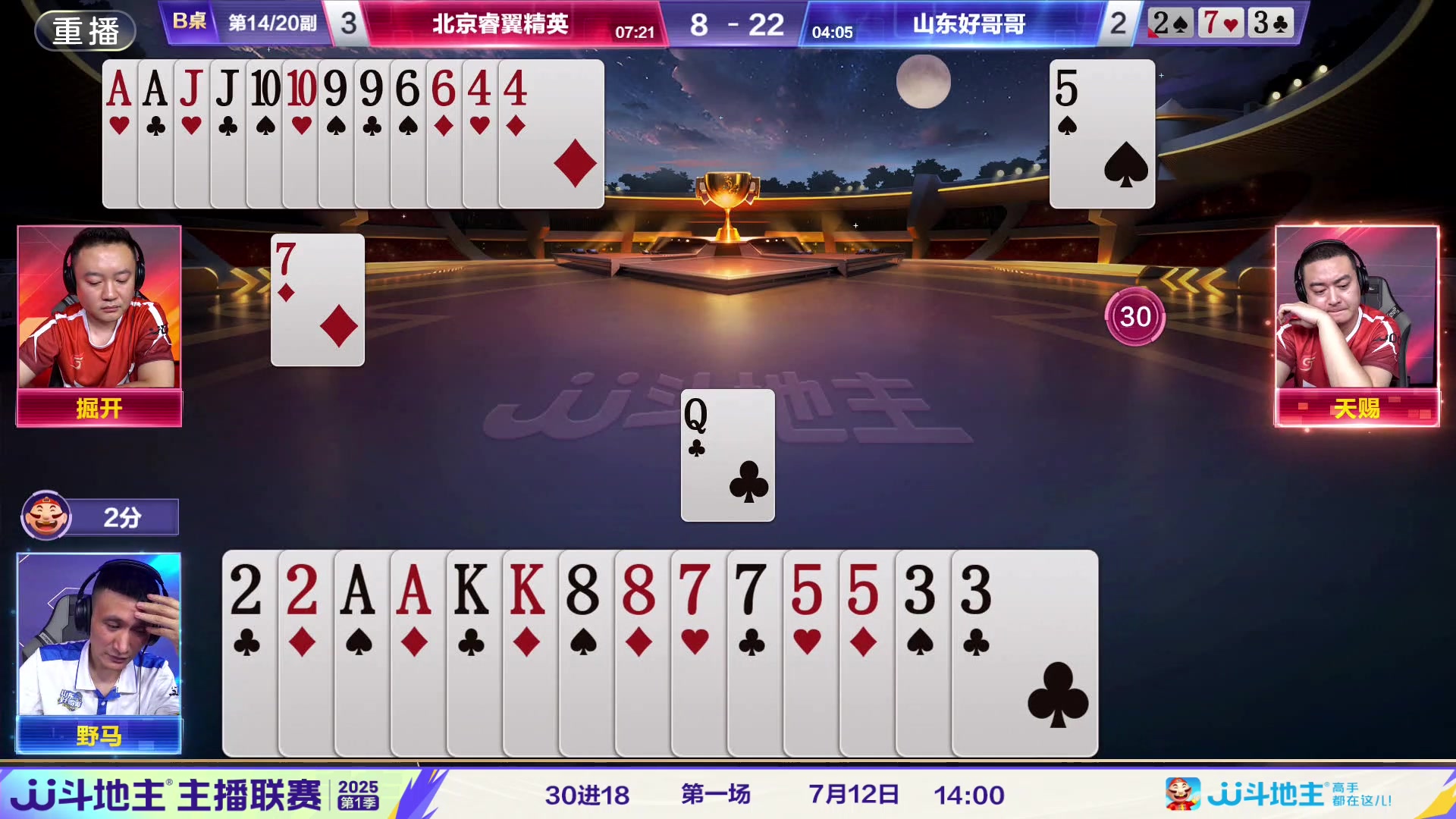 【2025-07-11 18点场】JJ斗地主官方：春季冠军挑战赛，神仙打架！