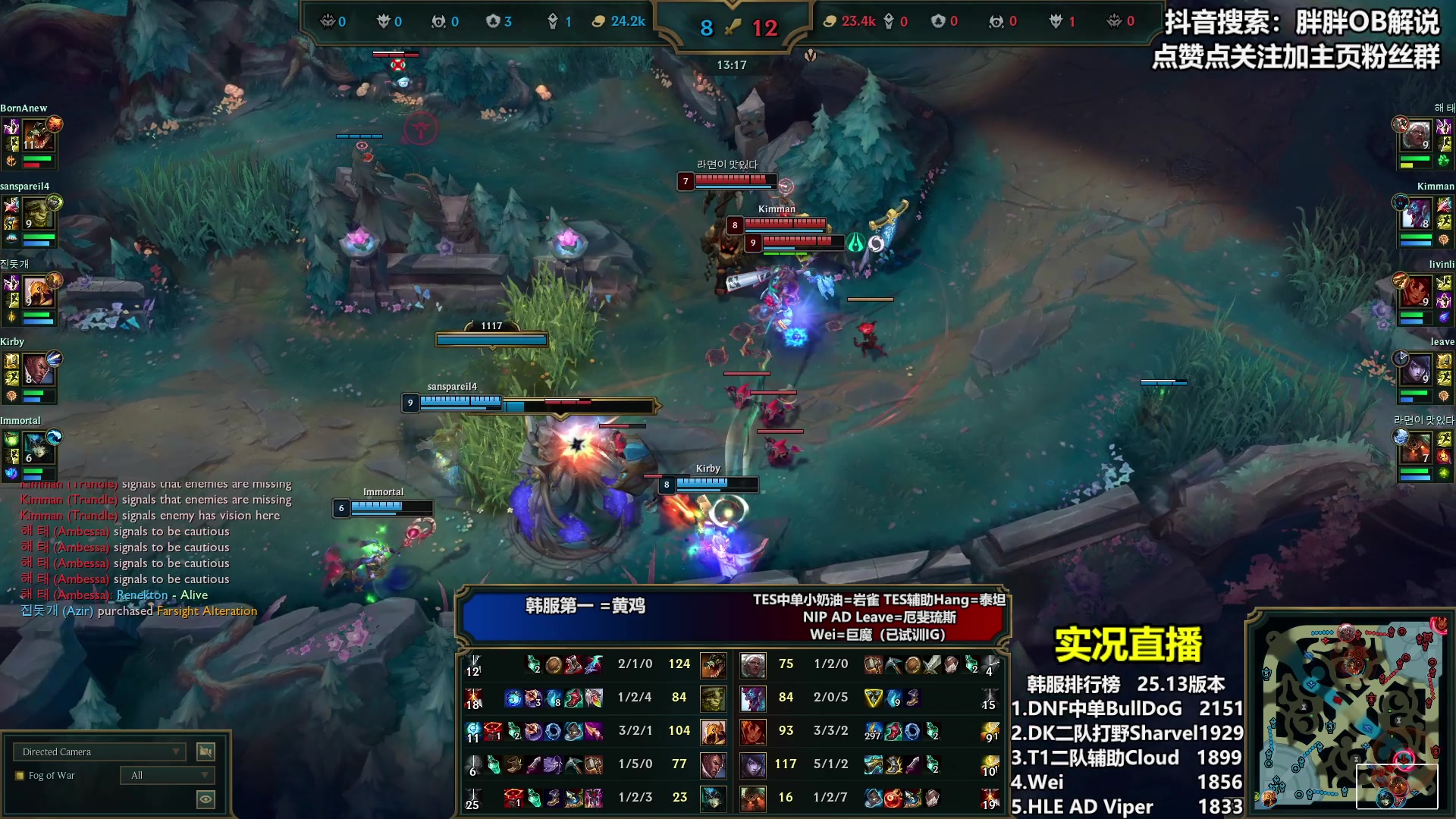 【2025-07-14 00点场】胖胖OB解说：胖胖OB：韩服IG新打野+TES新辅助