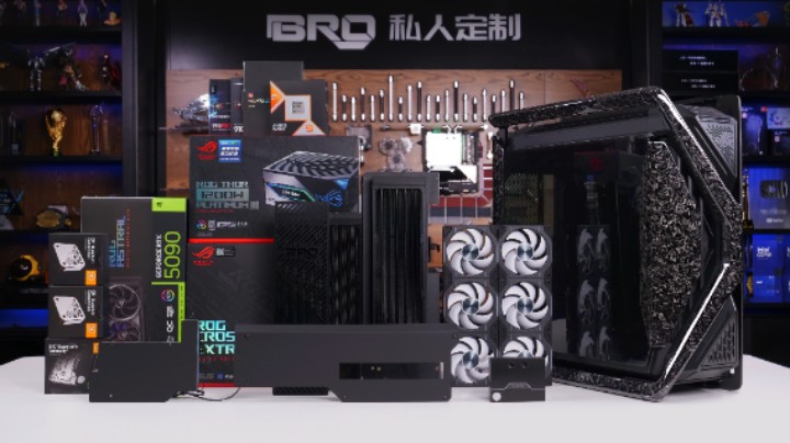 这才是ROG全家桶的天花板 ROG 创世神+ROG X870E Extreme+ROG 5090 夜神+锻造碳纤维主题分体水冷电脑