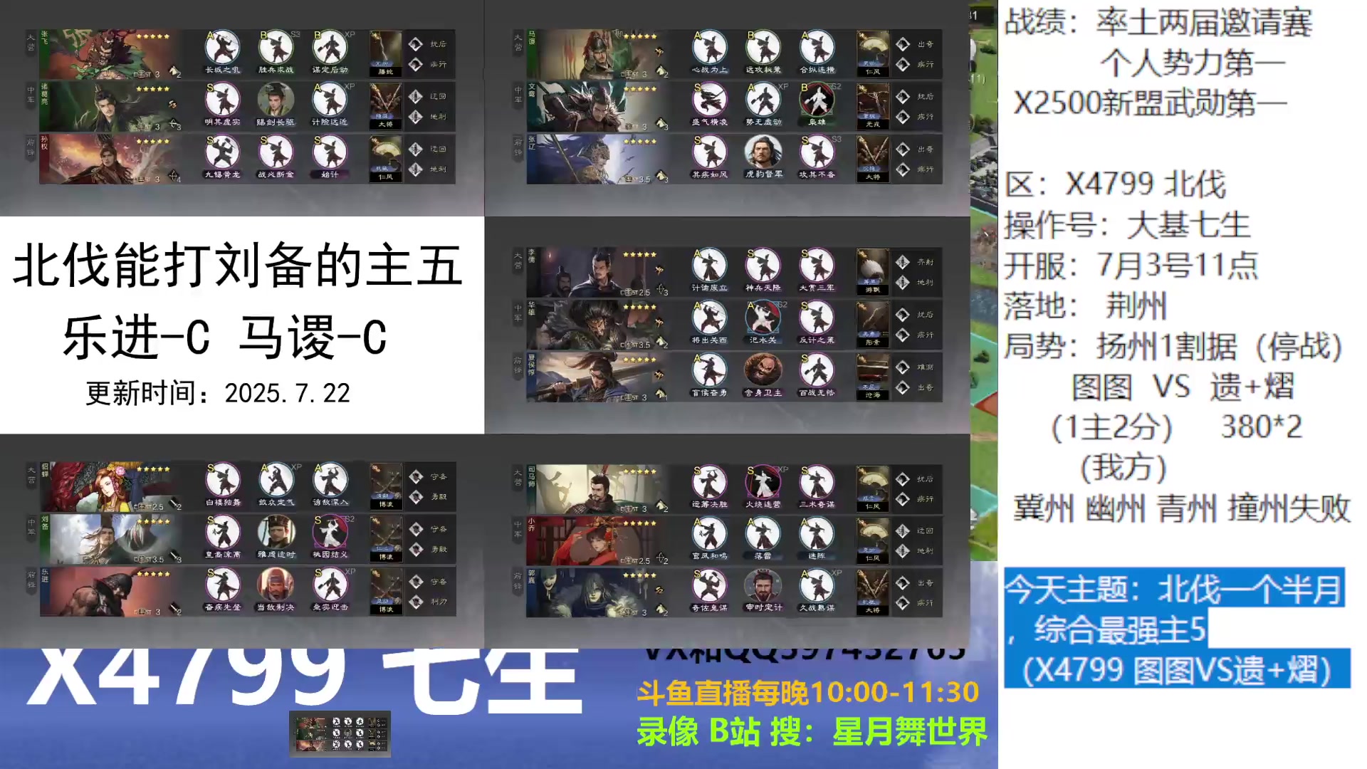 【2025-07-21 完整版】星月舞世界：北伐一个半月，综合最强主5（X4799）