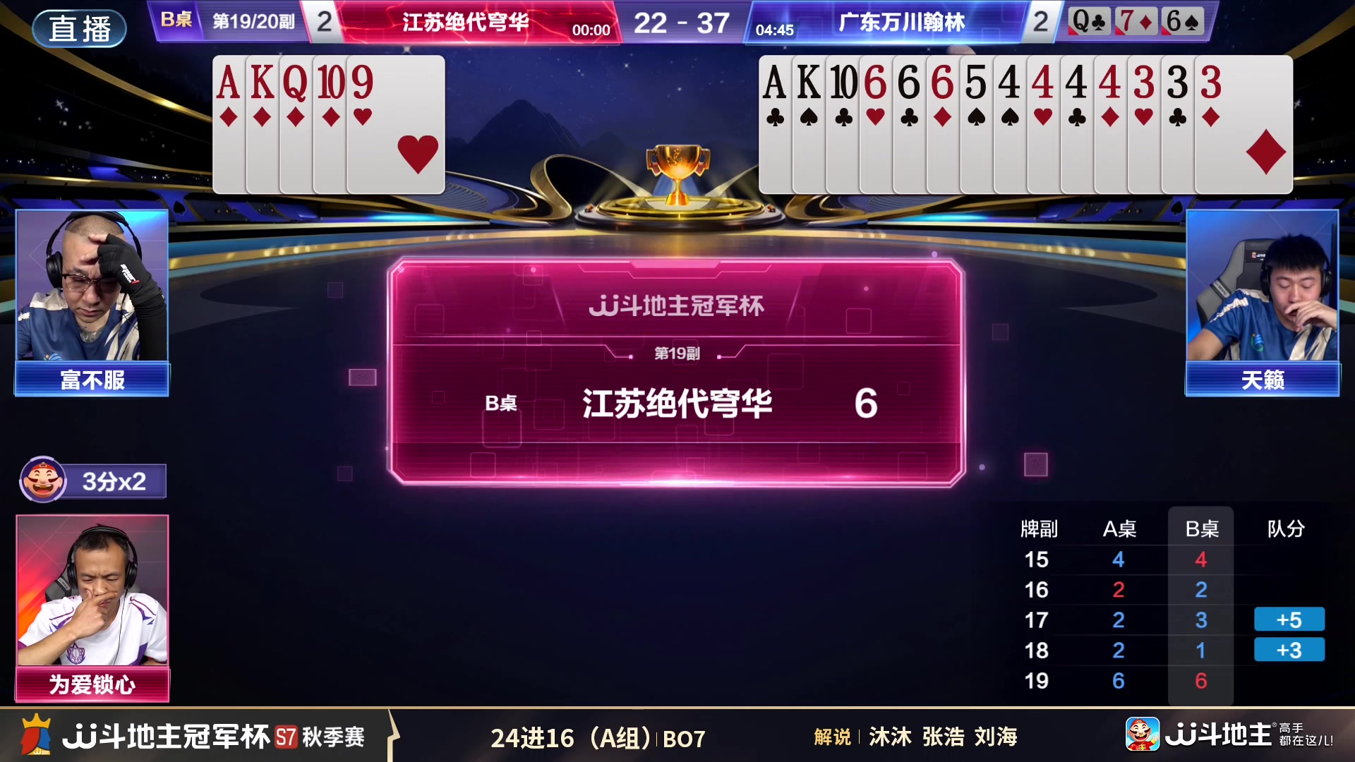 【2025-08-03 20点场】JJ斗地主官方：秋季赛A组，江苏绝代穹华VS广东万川翰林
