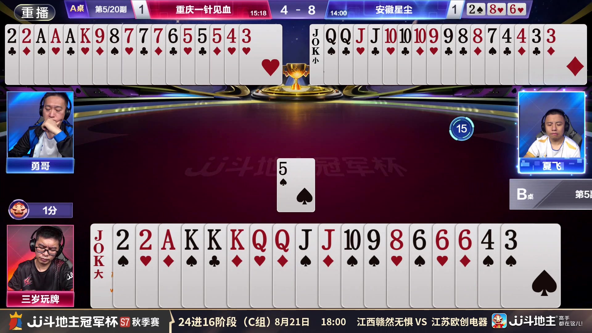 【2025-08-21 16点场】JJ斗地主官方：江西赣然无惧VS江苏欧创电器，胜晋败淘