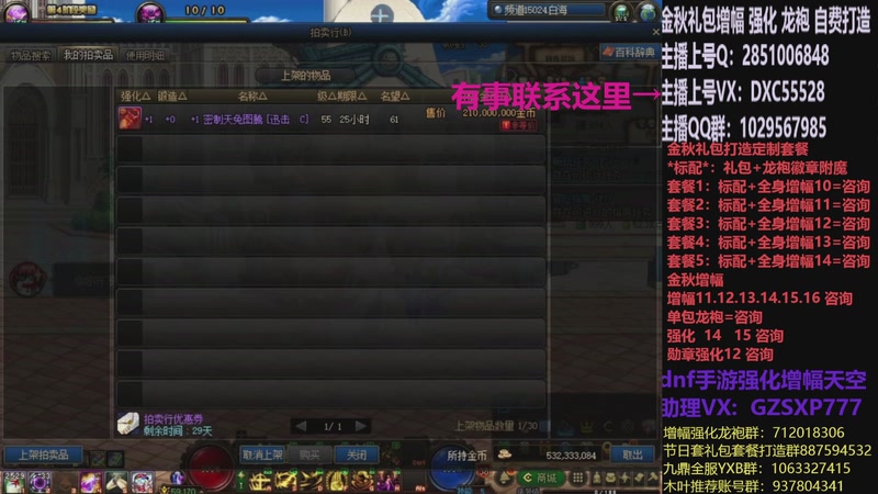 【2025-11-20 15点场】DNF木叶剑心：助理:增幅强化金秋礼包木叶晚上播