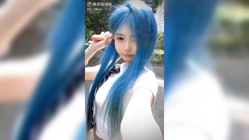 可爱的小姐姐萌妹子蓝发小妹妹发色好好看啊治愈系唯美美女图片小仙女啊