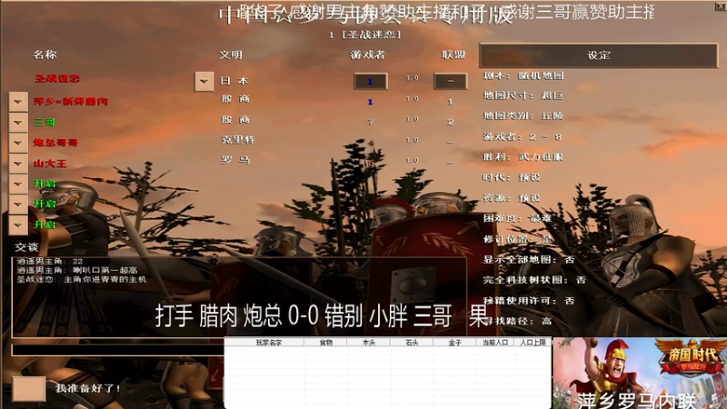 打手 腊肉 炮总 0-3 错别 小胖 三哥