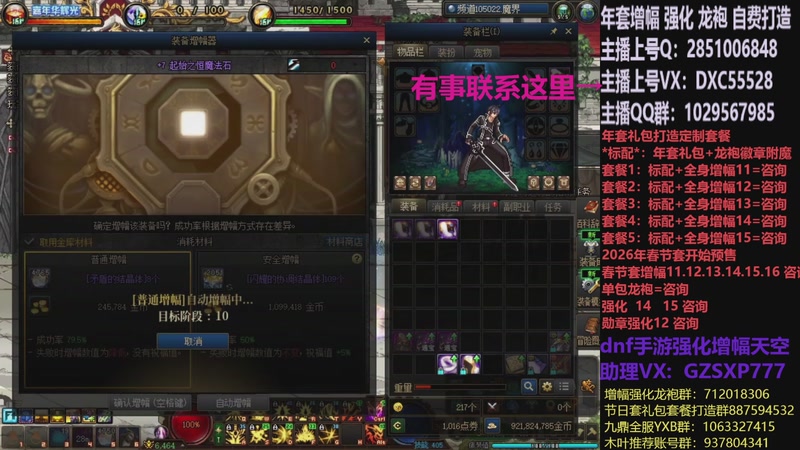 【2026-01-03 14点场】DNF木叶剑心：助理:2026年年套增幅强化木叶晚上播